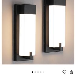 WOSHITU Wall Sconces Set of Two - Black Modern Sconces Wall Lighting 3000K 15W LED Dimmable Bathroom Vanity Lights with Acrylic Shade Indoor Hardwired