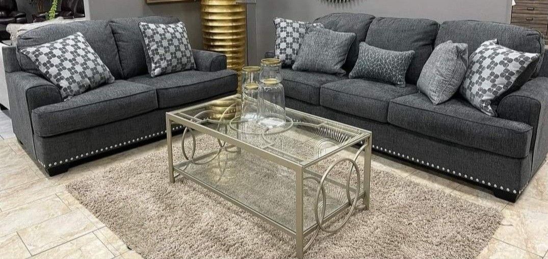 Locklin Carbon Color Comfortable Sofa Couch By Ashley Furniture Same