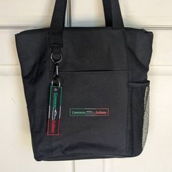 NEW Concorso Italiano red & black plaid picnic blanket and zippered canvas carry tote with tags
