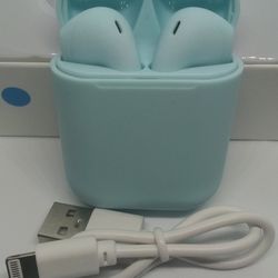 5.0 Powder Blue Auto Connect Bluetooth Earbuds 