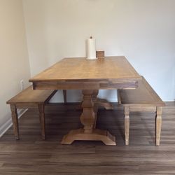 Wooden Table With Benches