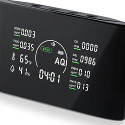 10 in 1 Indoor Air Quality Monitor with Portable Sensors for CO, PM2.5, CO2,Temperature & Humidity,VOC Sensor and AQI,Accurate Formaldehyde,CO2 Detect