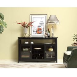 Brand New  52" Sideboard Buffet Cabinet, Wooden TV Stand Buffet Storage Cabinet with 1 Wine Cabinet and 1 Compartment Tall Buffet Server Cupboard Cabi