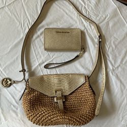 Michael Kor’s Metallic Gold Handbag And Matching Wallet