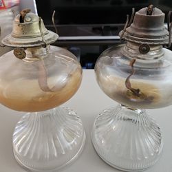 Vintage Kerosene Glass Lantern Pair