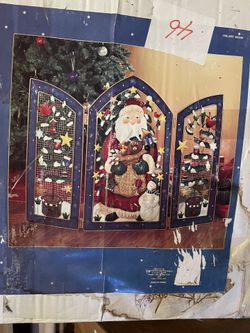 Santa Fireplace Screen, 3 Metal Panels