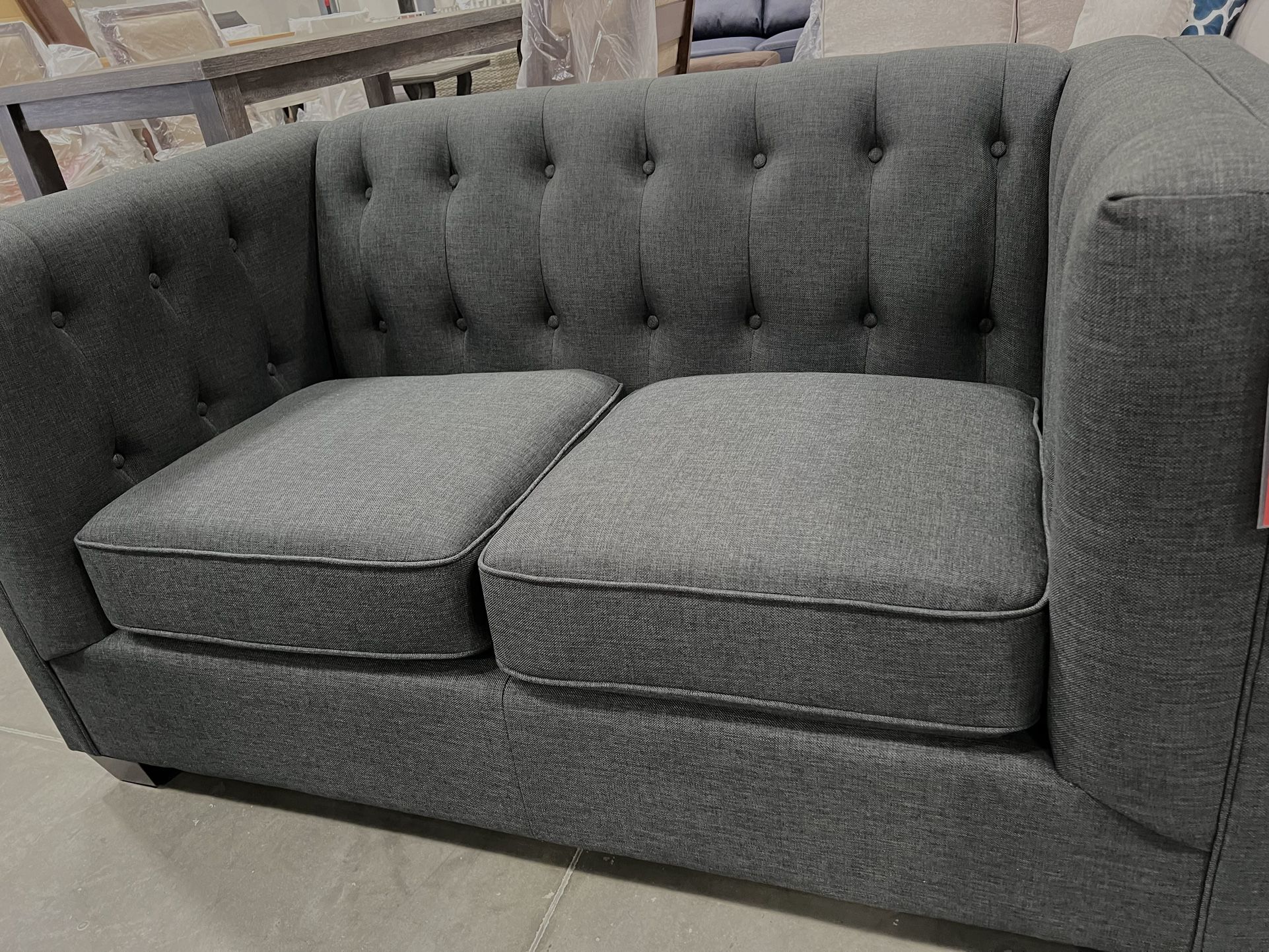 !!!New!! Beautiful Charcoal Loveseat, Grey Loveseat, Sofa, Couch, Tufted Design Loveseat, 