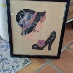 Vintage Antique Art Deco/Nouveau Hand Made Pic Of Flapper Girl 