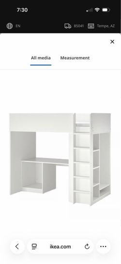 Bunk bed with desk and closet