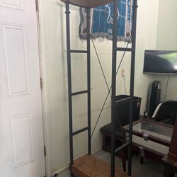 Industrial Wood Slat 5-Tier Shelf