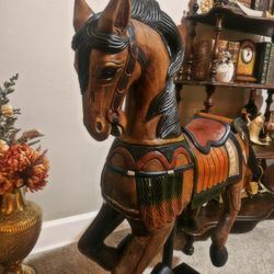 Vintage Hand Carved Wooden Horse 