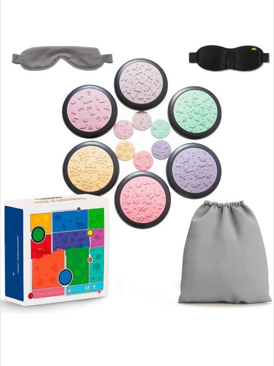 Brand New Stepping Stones for Kids 12pcs + 2 Blindfolds + 2 Storage Bags - Autism Sensory Products - Therapist Recommended - Sensory Toys for Kids wit
