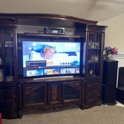 Tv Stand With Open Shelves Tempered Glass.