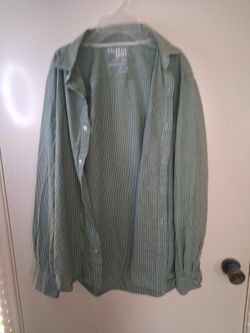 Green Striped Long Sleeve Button-Up Shirt
