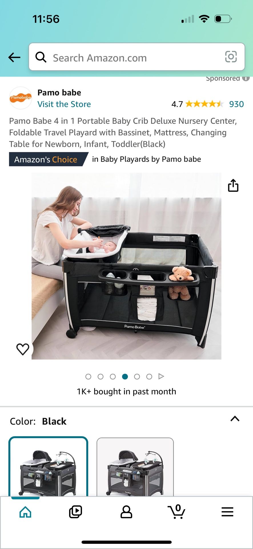 Pamo Babe 4 in 1 Portable Baby Crib Deluxe Nursery Center, Foldable Travel Playard with Bassinet, Mattress, Changing Table for Newborn, Infant