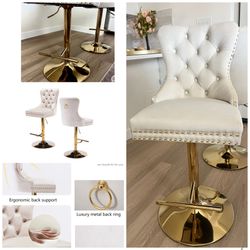 High Bar Chair With Golden Base Velvet Bar Stool