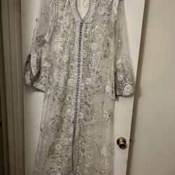 White silver long kaftan