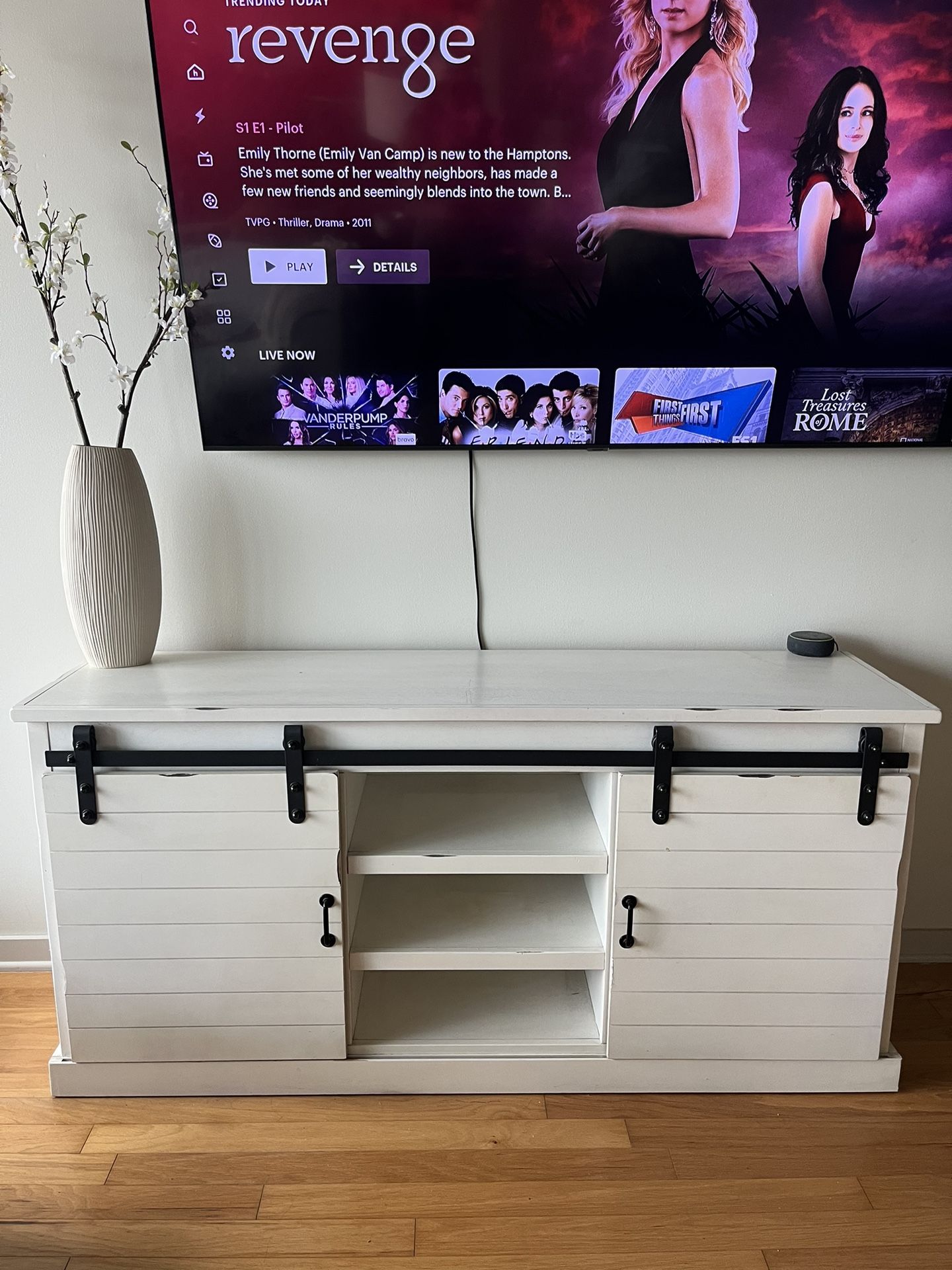 Living Spaces TV Console - 66” White Stand 