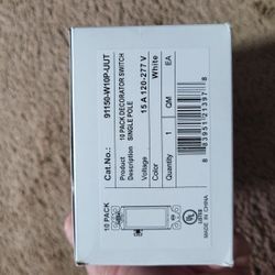 Single Pole Decorator Light Switch, 10 Pack Rocker Paddle Wall Switch, 15A 120/277V, On/Off Interrupter, UL Listed, White