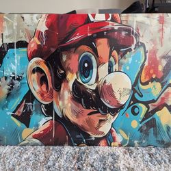 Medium - Wall art Gallery Wrapped Mario Canvas 17.5 in x 25.5 in (1.5 ft x 2 ft)
