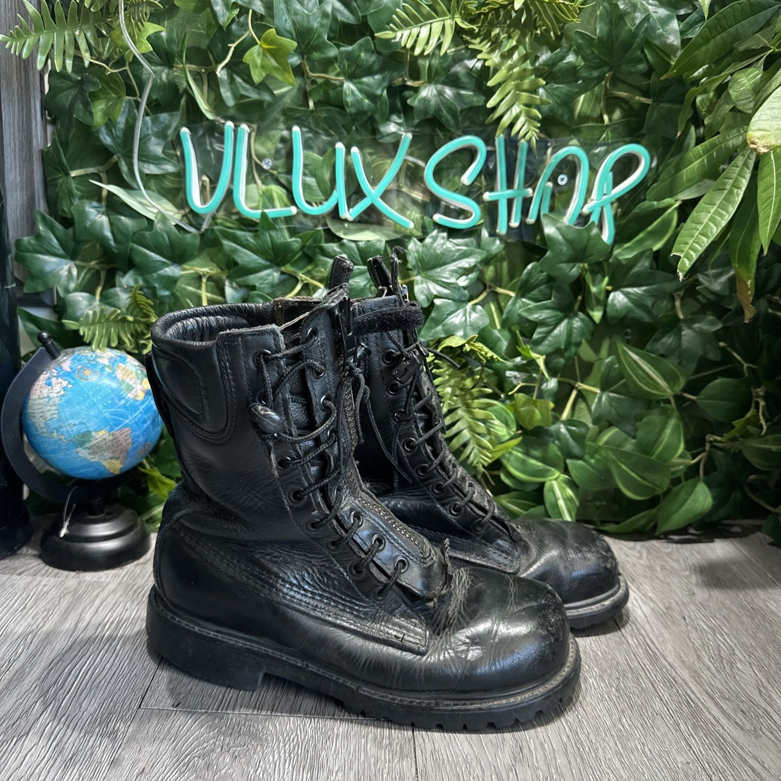 Union Made in The USA Fire Safety Zipper Boots Black Leather Men's size 6 E