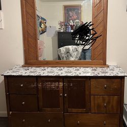 Wooden Dresser with Mirror