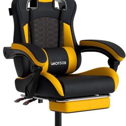 Gaming Chair with Massage,Ergonomic PC Gaming Chair with Footrest Comfortable Headrest and Lumbar Support,High Back Game Chair PVC Leather,300LBS (Bla