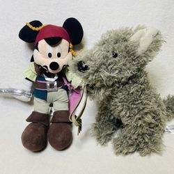Disney Parks Pirates of the Caribbean Plush Toys Mickey Mouse + Key Dog