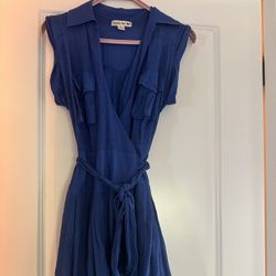 Blue Fit And Flare Dress 