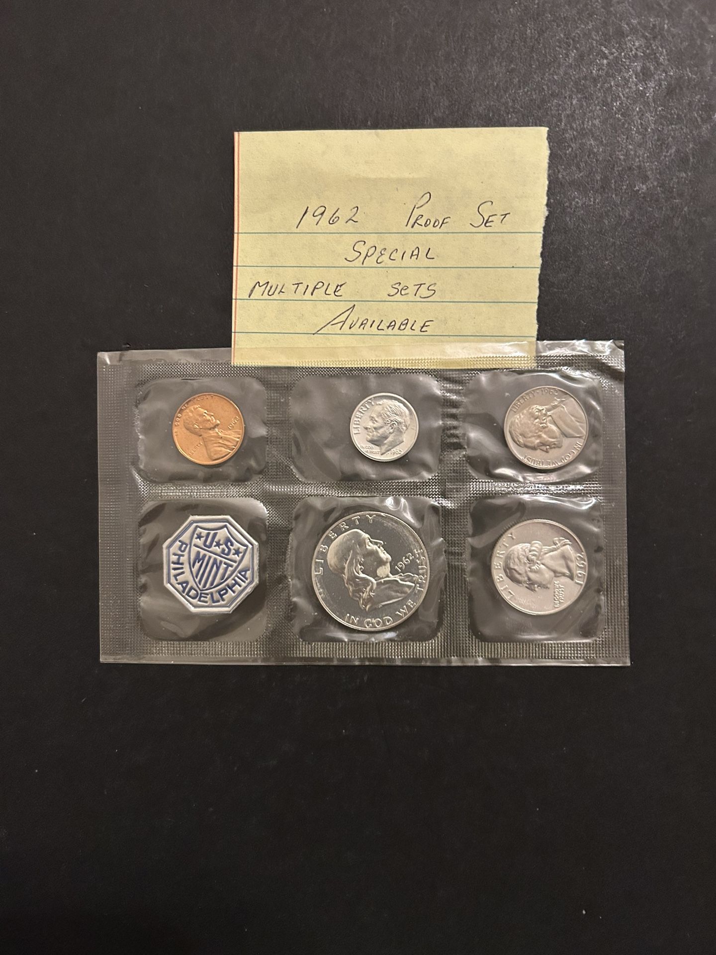 Coin – Brilliant Uncirculated 1962 proof sets in original mint packaging – 90% silver – discount on multiple sets – Total 5 coins
