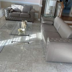 Rhinestone Tufted Sofa And Loveseat 