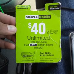 SIMPLE MOBILE UNLIMITED Talk,Text,Data 15GB