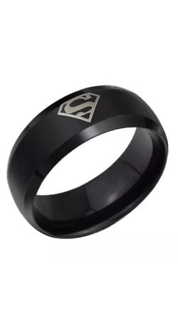 Black Titanium Superman symbol Ring