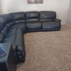 Black Leather Sectional Couch 