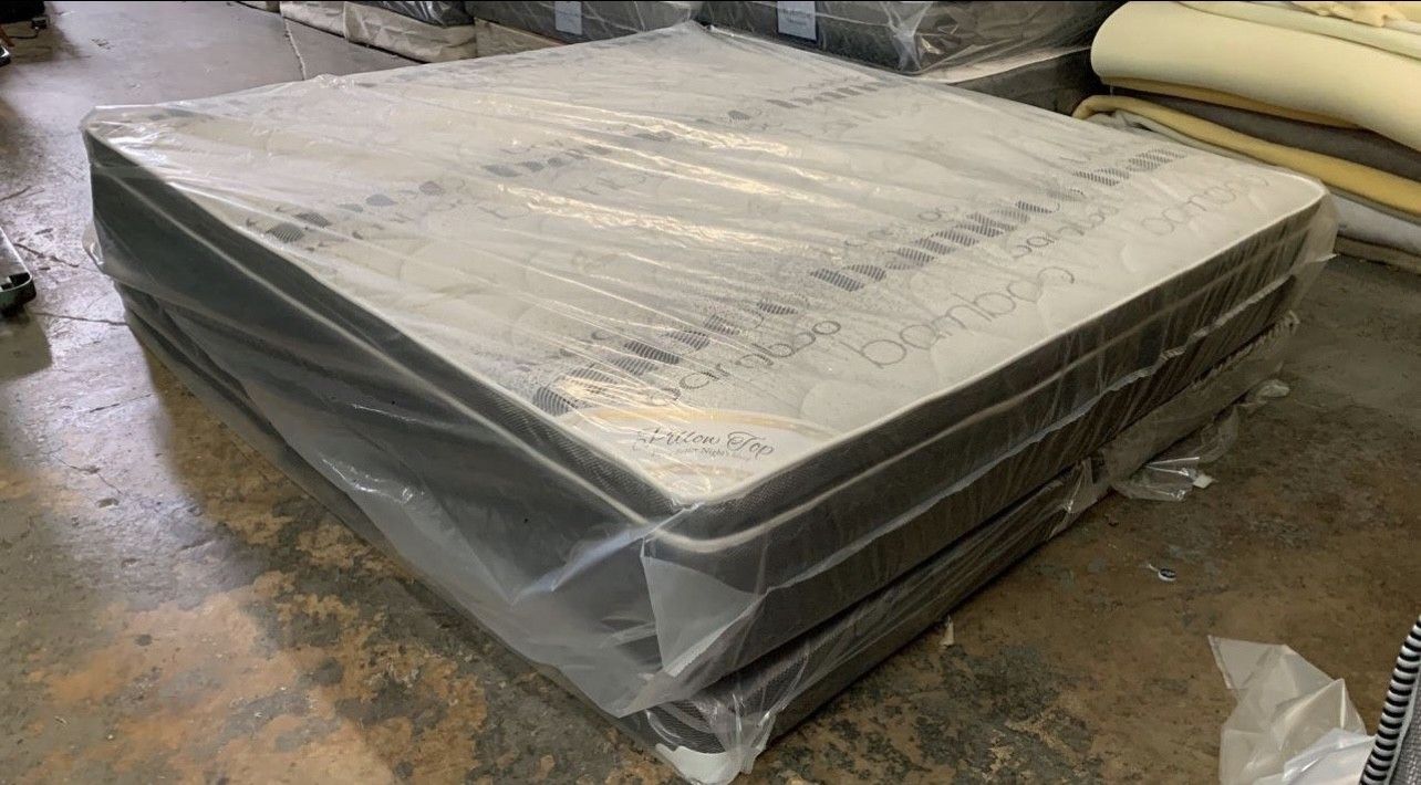 Mattress King Size Set Pillow Top (Mattress And Box) Delivery 🚚🚚🚚