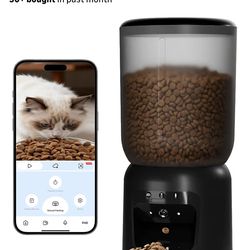 Cat Feeder with 2K Camera: Cat Food Dispenser with 6L Capacity, Container for Multiple Pet; Automatic Dog Feeder with Night Vision Support 5/2.4GHz & 