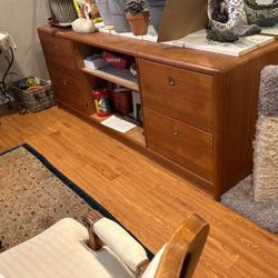 Long Wooden Cabinet With Four Drawers For Filing