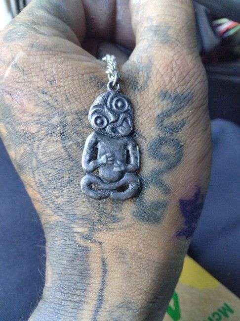 Sterling Silver Maori Hei Tiki Charm Pendant Vintage New Zealand