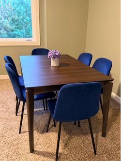 Dining table and six chairs