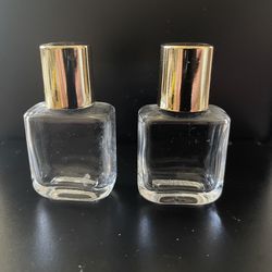 Pair Of Unbranded Twist Off Gold Tone Cap Mini Perfume Bottles 