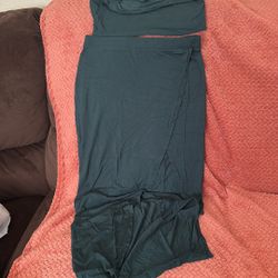 Dark Green Skirt And Small Blouse Size Medium  