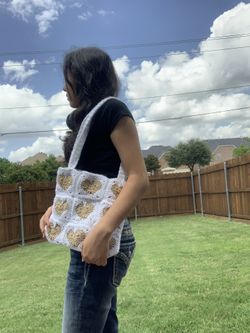 Crochet Heart Tote Bag