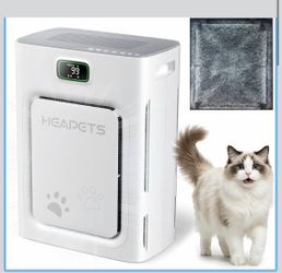 HEADPETS H13 Portable H13 HEPA Air Purifier, Pet Mode Digital Display White