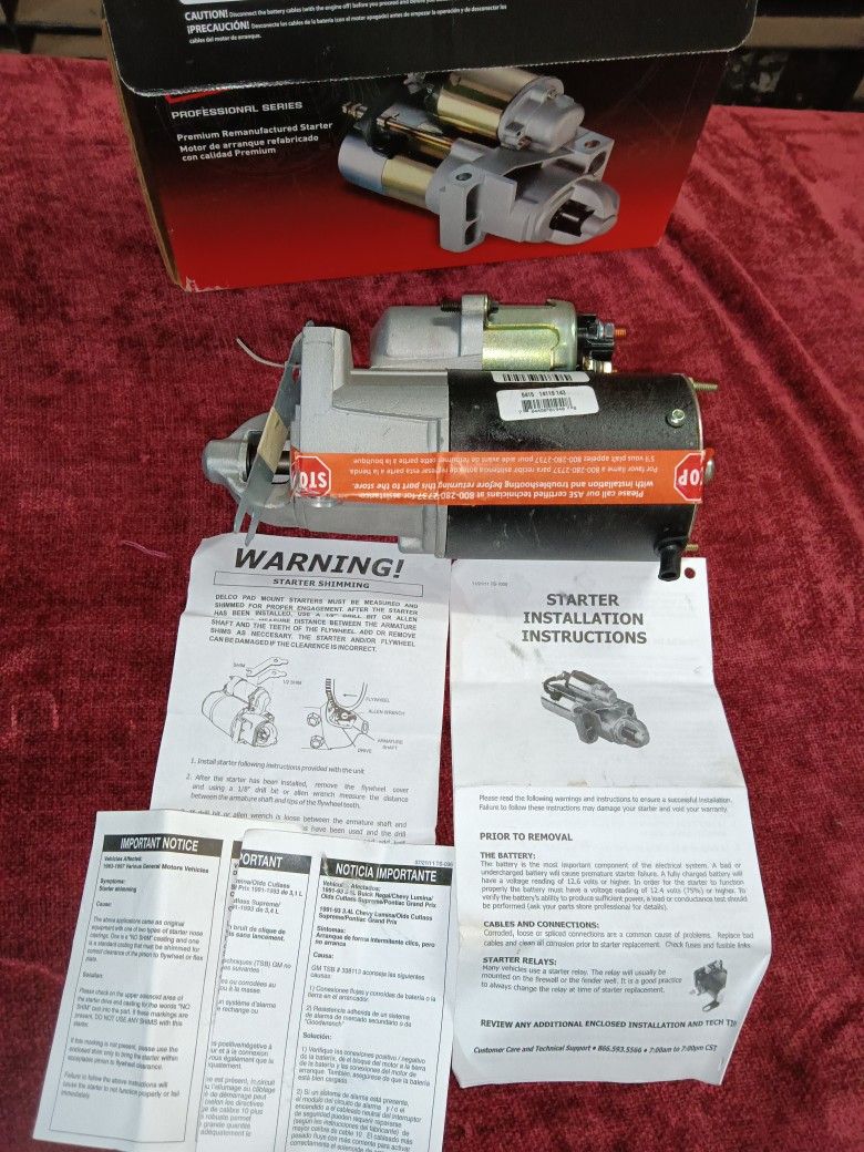 New Remanufactured Starter W/ Paperwork And Box