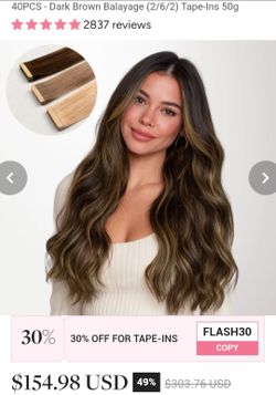 Dark Brown Balayage Tape-In Hair Extensions 40pcs