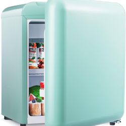 Retro Mini Fridge with Freezer, Rated 1.7 cu. ft, Small Refrigerator with Adjustable Removable Glass Shelves, Mechanical Control, Etc.