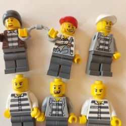Lego minifig jail prisoners lot of 6 handcuffs