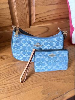 Coach Denim Bag and matching Wristlet
