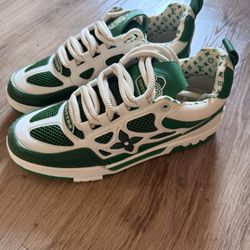 Louis Vuitton LV Skate Leather Green Low Top Sneakers 