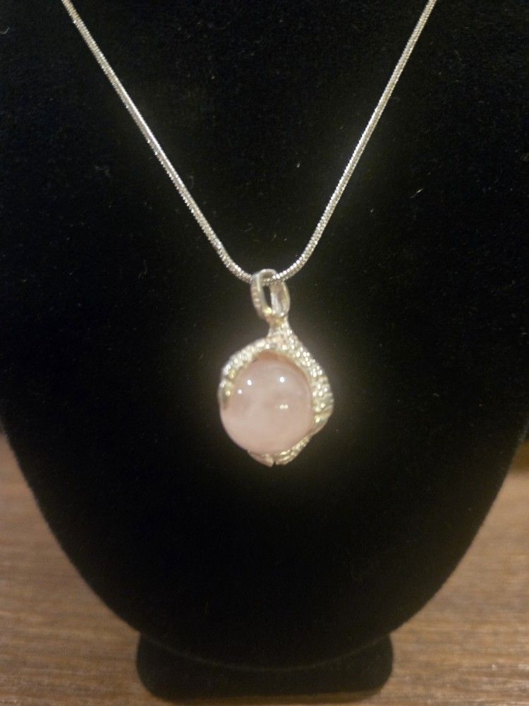 Rose Quartz Ball Pendant 
